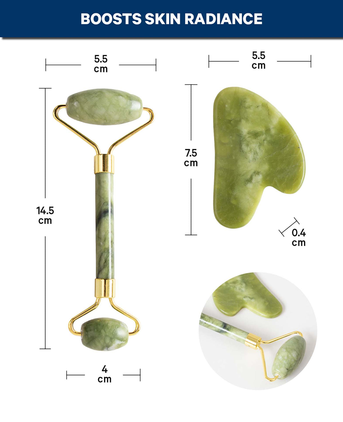 Jade Massage Roller & Gua Sha Set