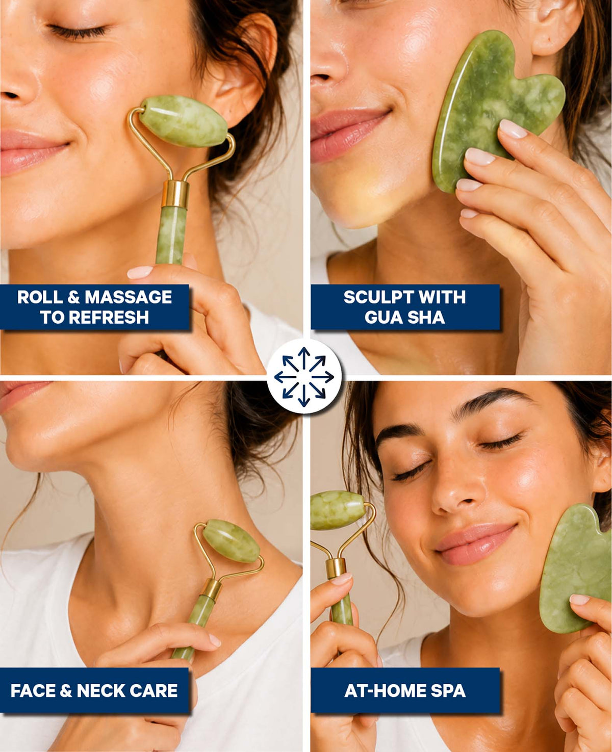 Jade Massage Roller & Gua Sha Set
