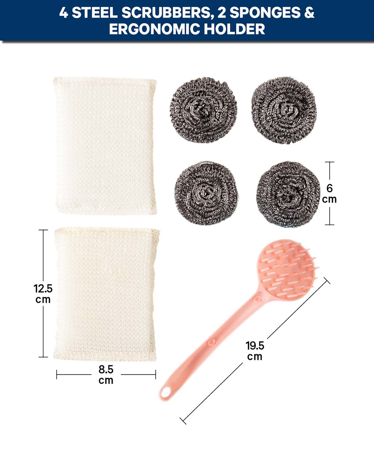Topfkratzer Set mit Halter, Rosa
