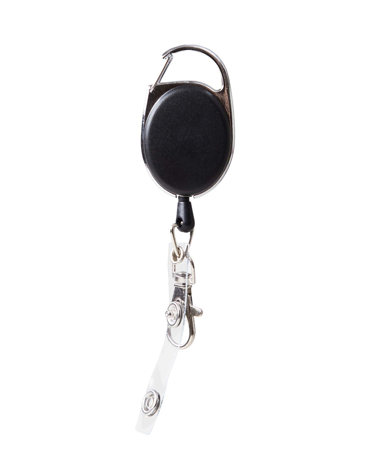 Schlüsselanhänger ausziehbar mit Gürtelclip und Kartenhalter, Schwarz/Silber, 3 Stk.