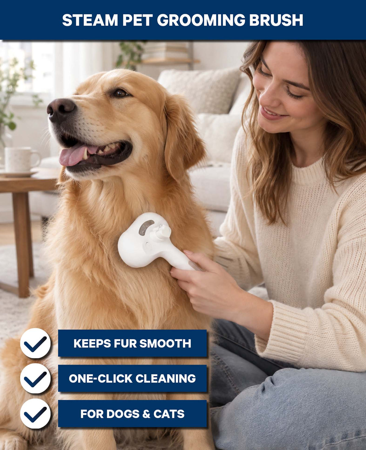 Dampf-Fellbürste für Hunde & Katzen