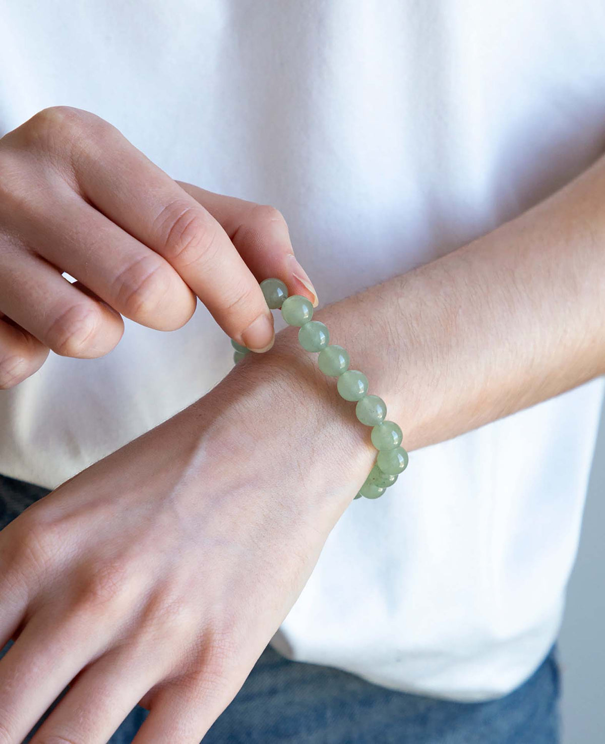 Echtstein-Armband, Green Jade
