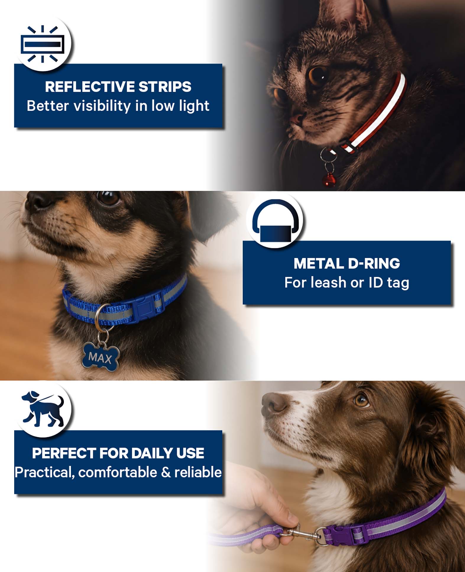 Hunde- und Katzenhalsband reflektierend, assortiert