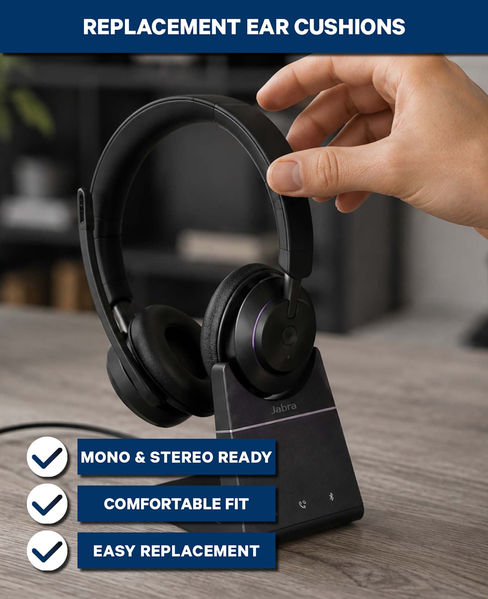 Ersatz-Ohrpolster für Jabra, Evolve2 & Elite