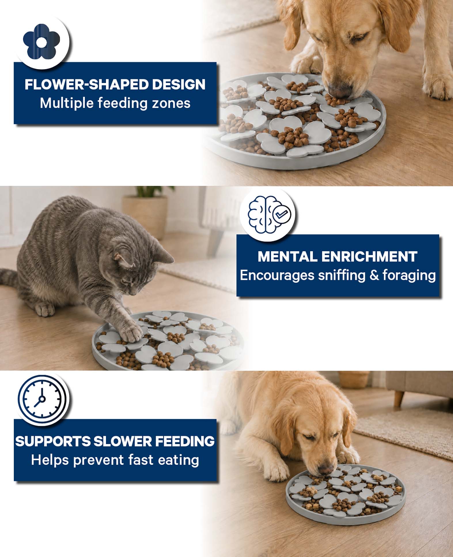 Haustier-Schleckmatte für Hunde & Katzen, Grau