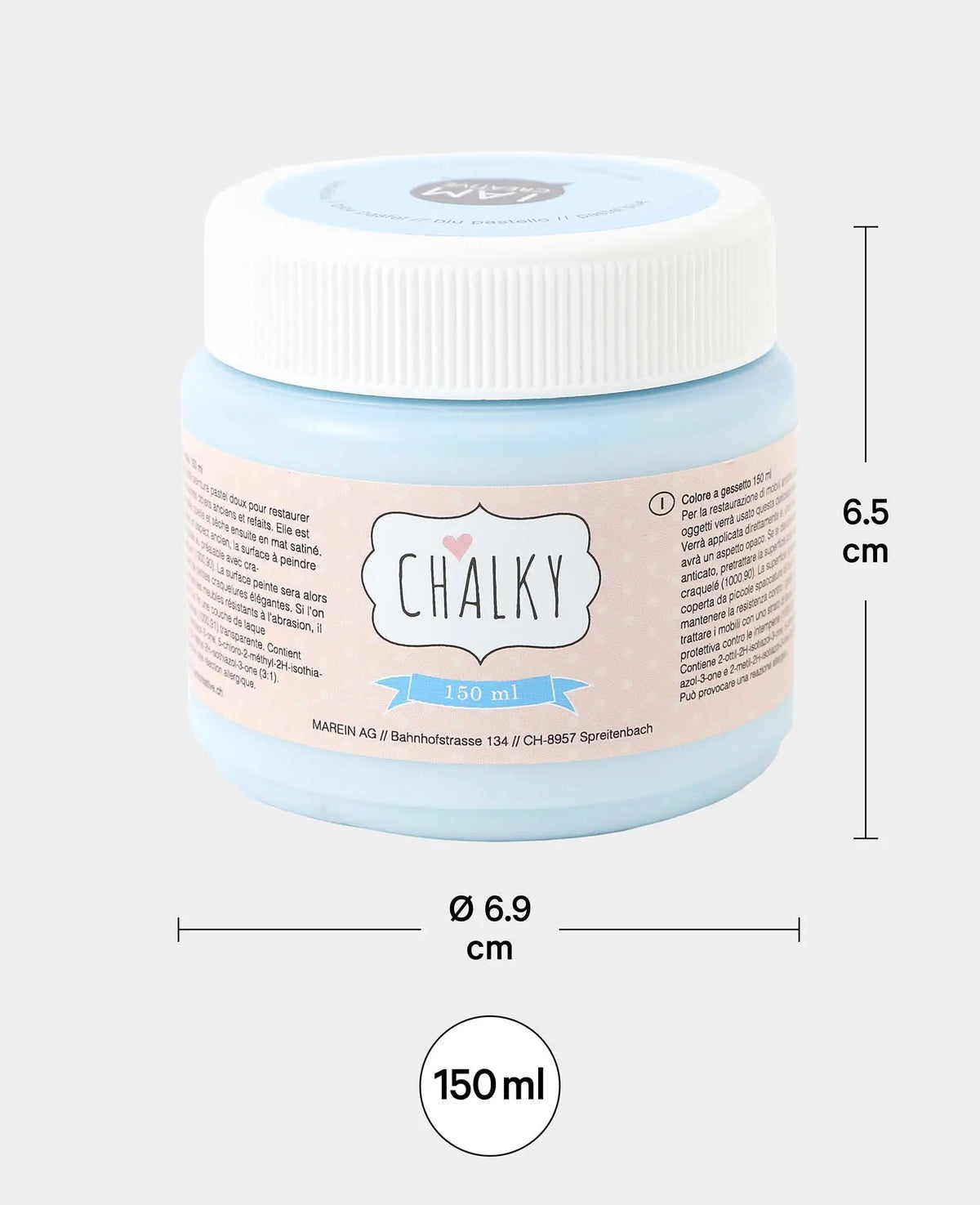 Peinture crayeuse, projets DIY-upcycling shabby, vintage et campagnards, bleu pastel, 150 ml