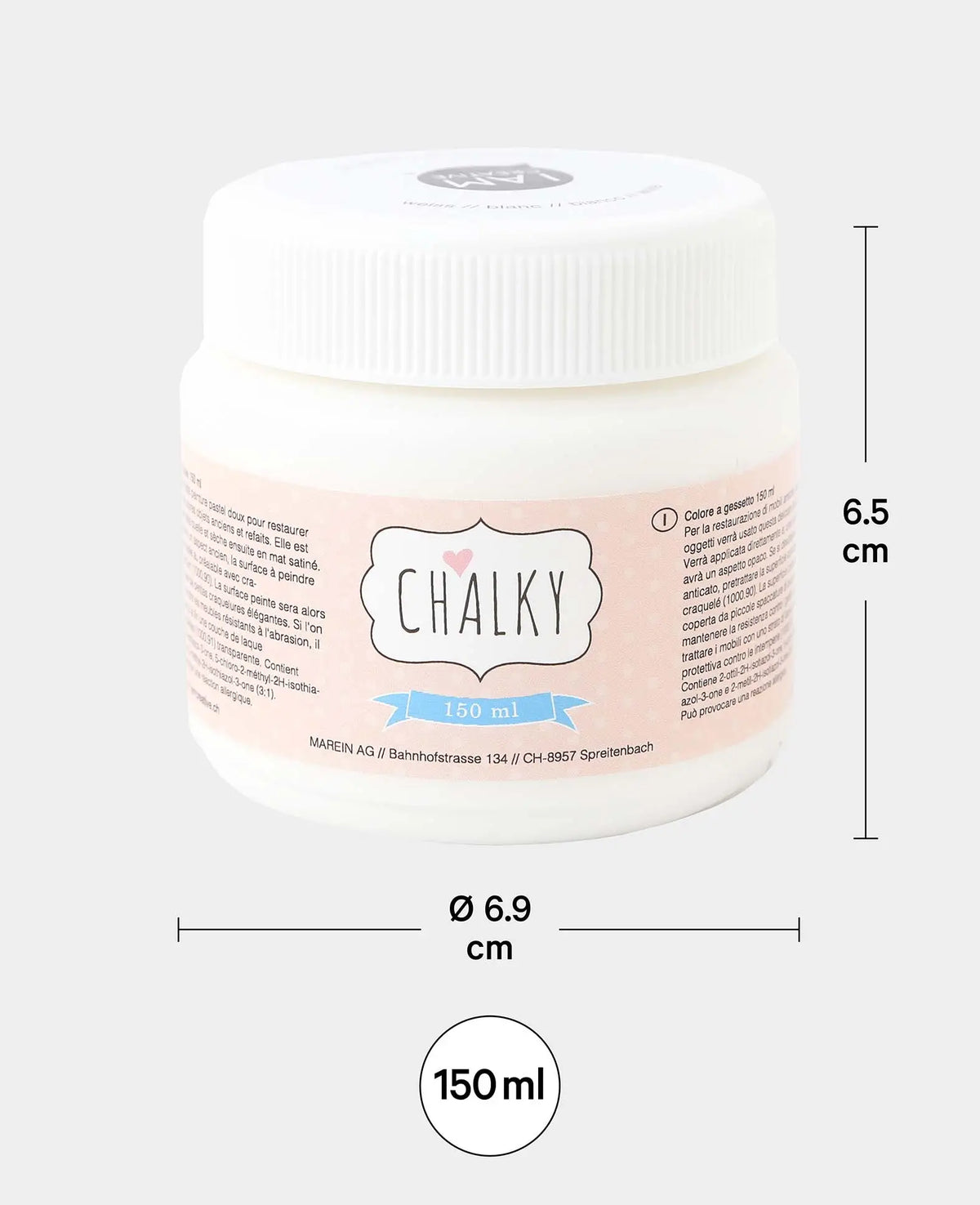 Chalky Farbe, Shabby-, Vintage- und Landhausstil DIY-Upcycling-Projekte, Weiss, 150 ml