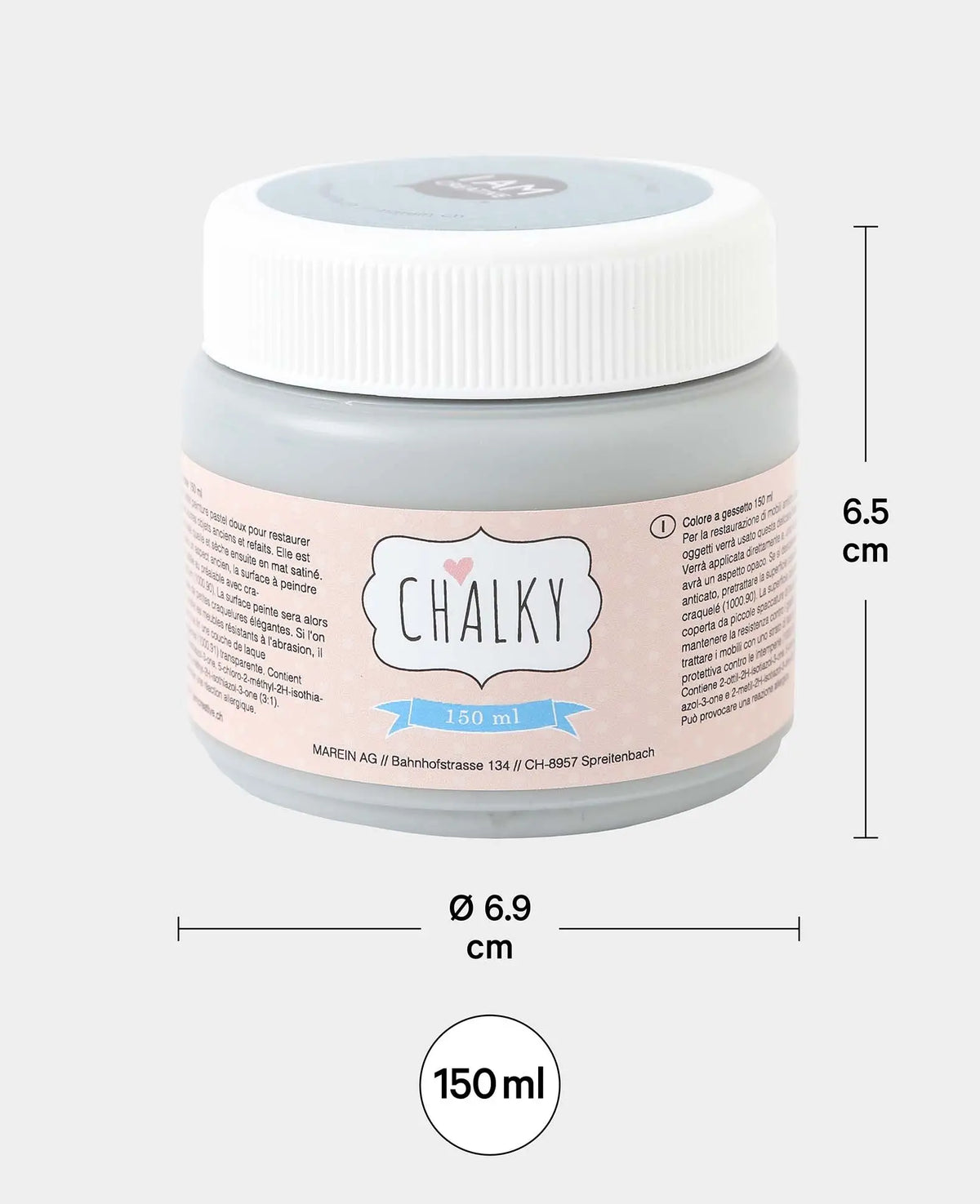 Chalky Paint, Shabby Chic, Vintage and Country Style DIY Upcycling Projects, Grey, 150 ml