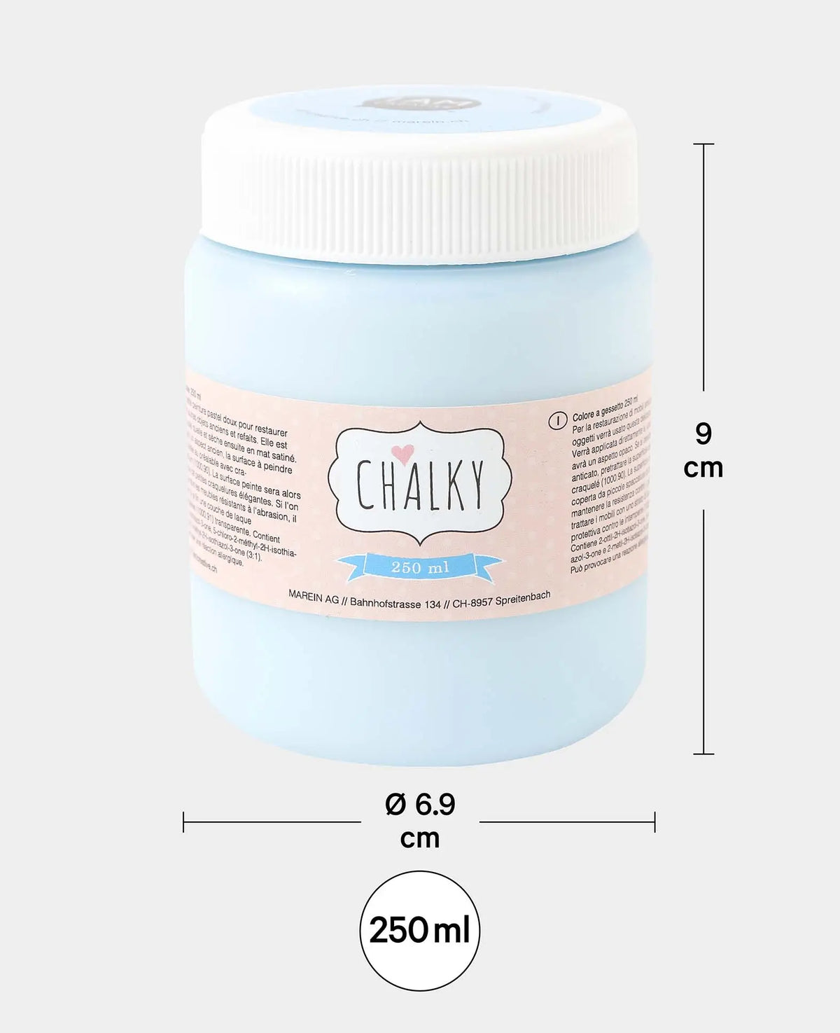 Peinture crayeuse, projets de surcyclage DIY de style shabby, vintage et campagnard, bleu pastel, 250 ml