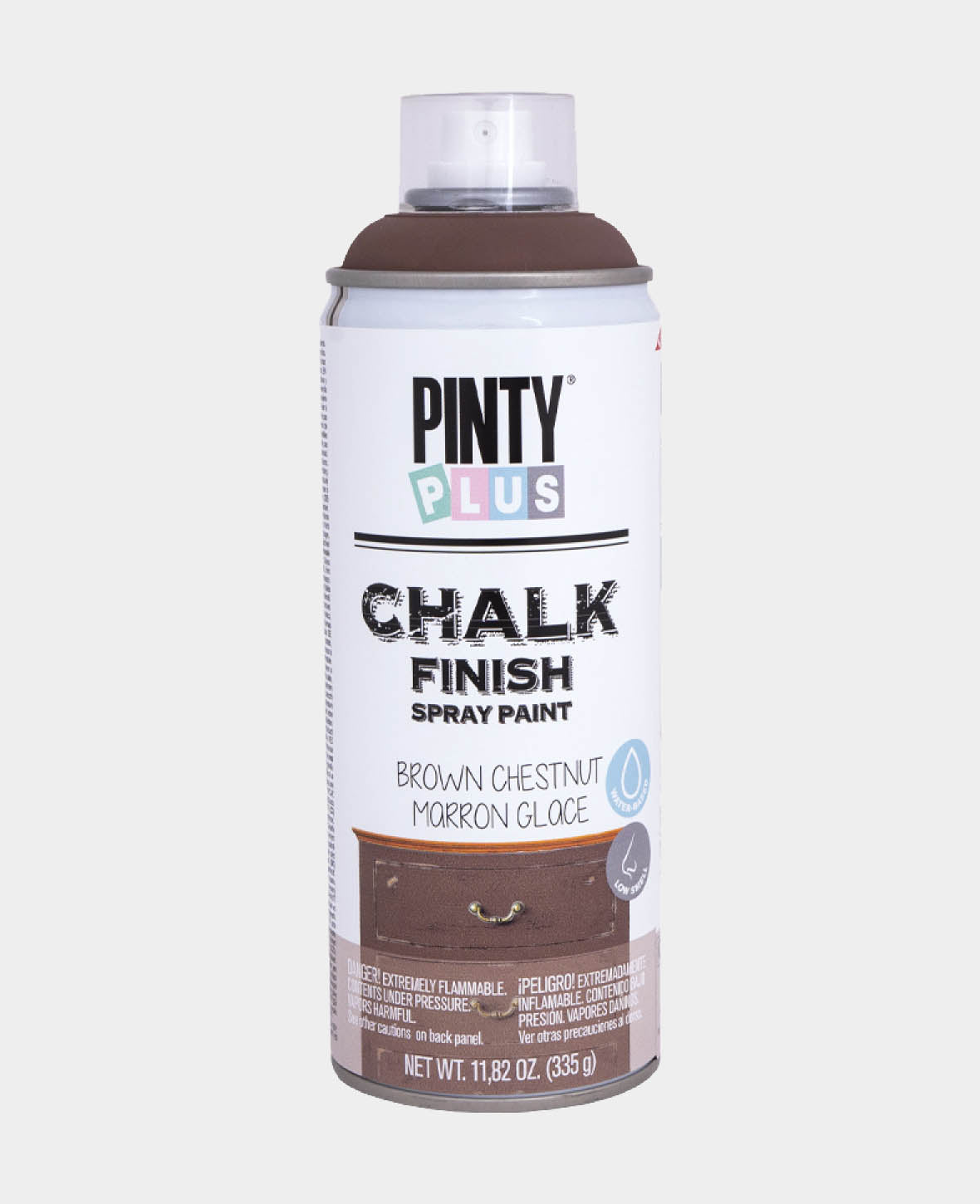 Peinture aérosol Chalk Paint, spray crayeux à l'aspect velouté pour projets de décoration shabby chic et vintage, Marron Glacé, 400 ml = 2 m2