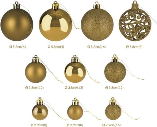 Christbaum Schmuck Weihnachtskugeln - Gold, 100 Stk.