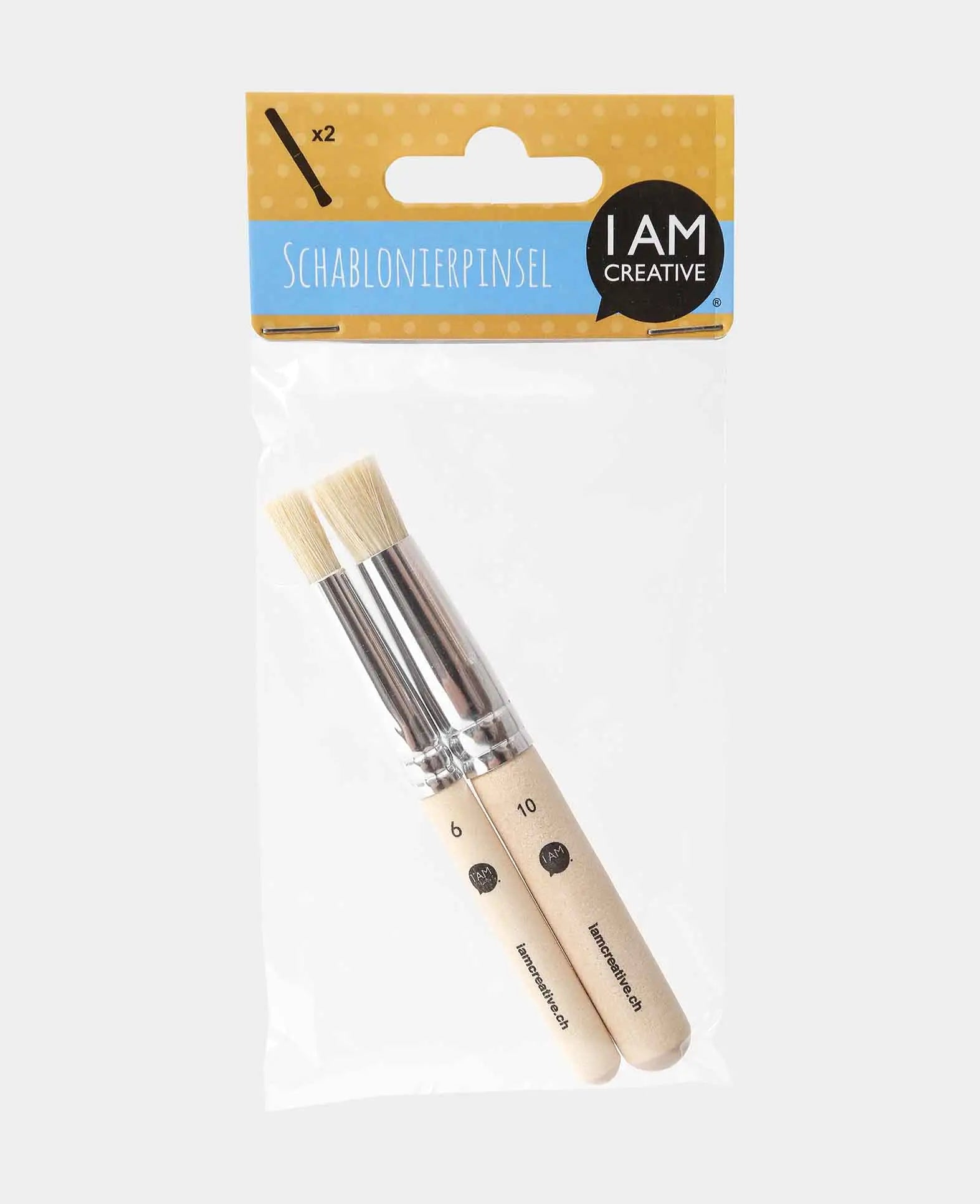 Pinceaux pochoirs – Pinceaux en soies naturelles, Ø 6 et 10 mm, 2 pièces