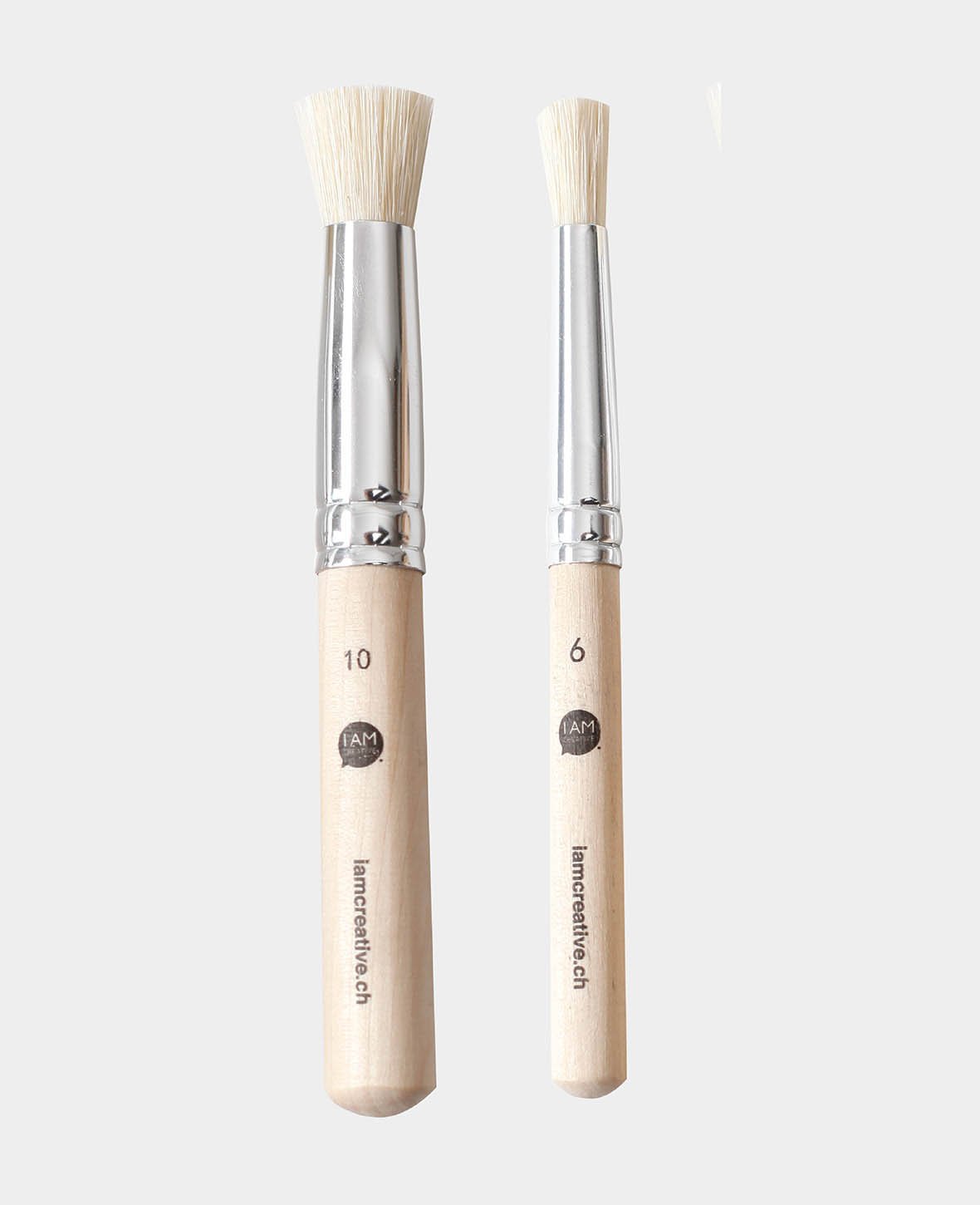 Pinceaux pochoirs – Pinceaux en soies naturelles, Ø 6 et 10 mm, 2 pièces