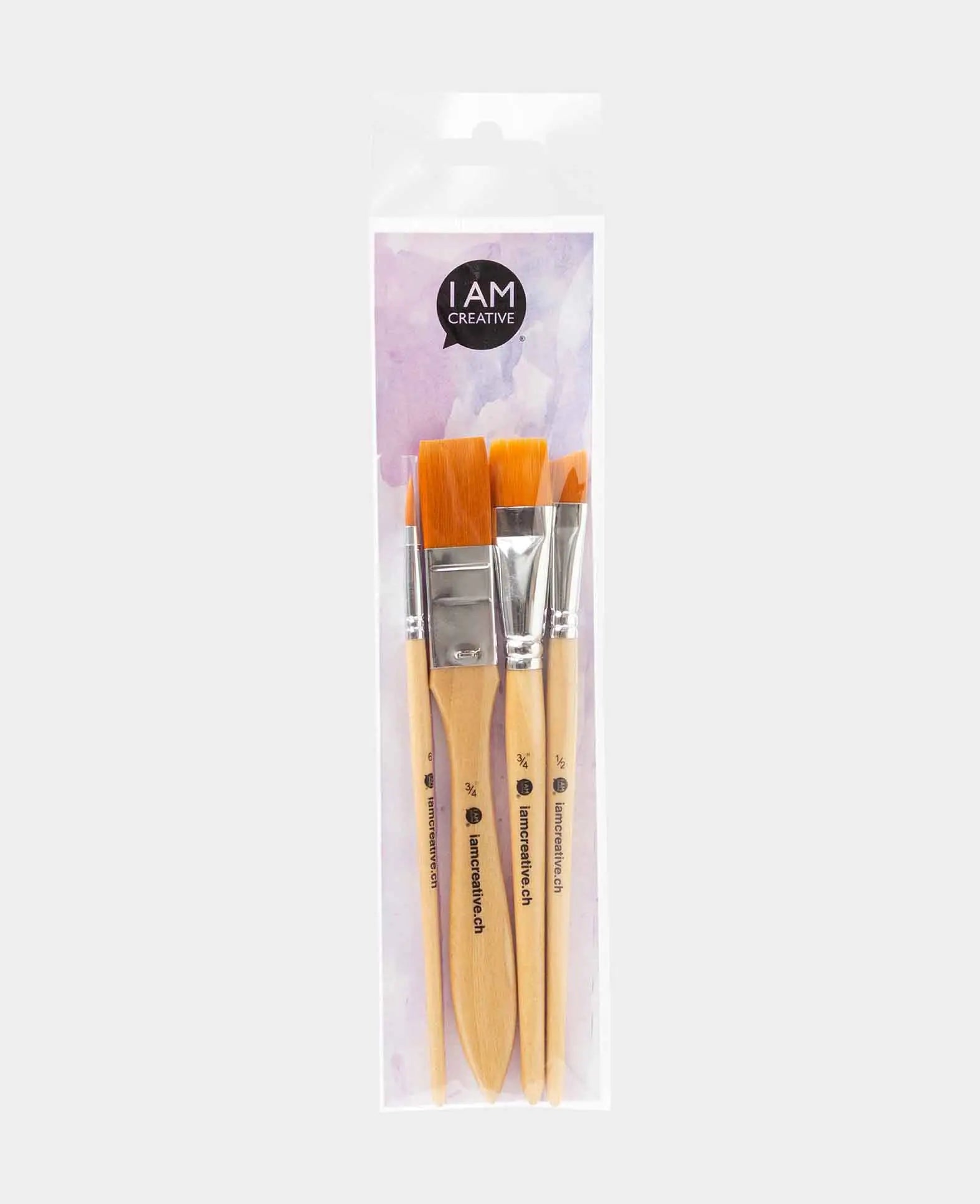 Ensemble de pinceaux universels – Set d'artiste avec pinceaux plats, biseautés et ronds, 4 pièces.