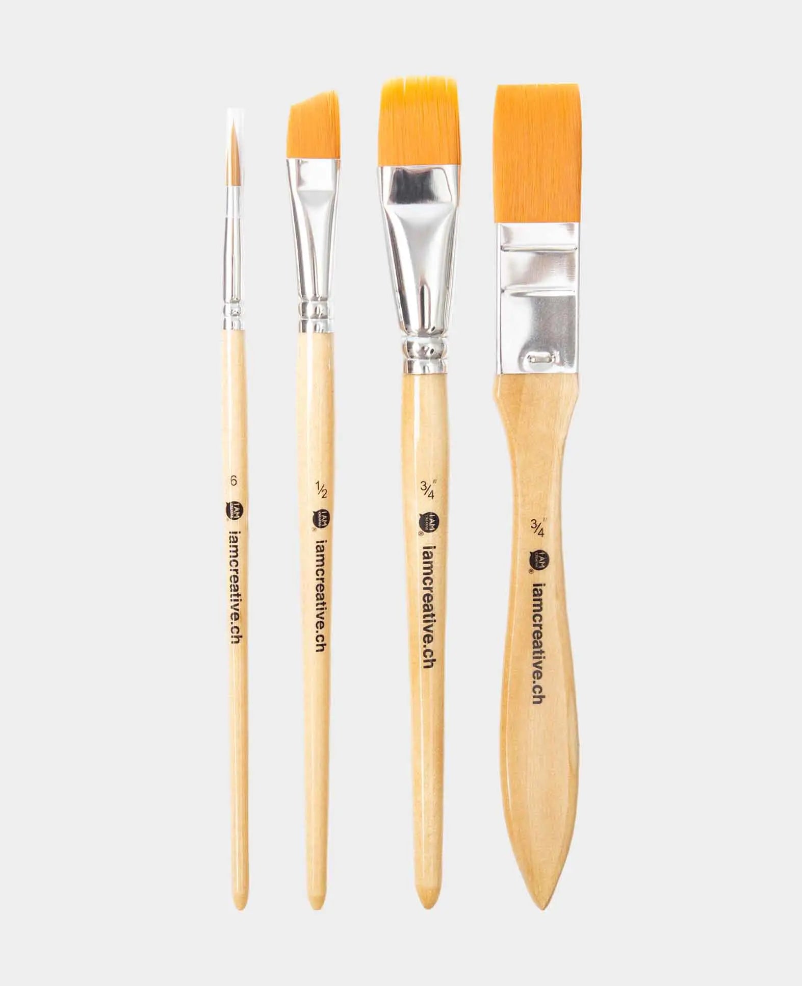 Ensemble de pinceaux universels – Set d'artiste avec pinceaux plats, biseautés et ronds, 4 pièces.