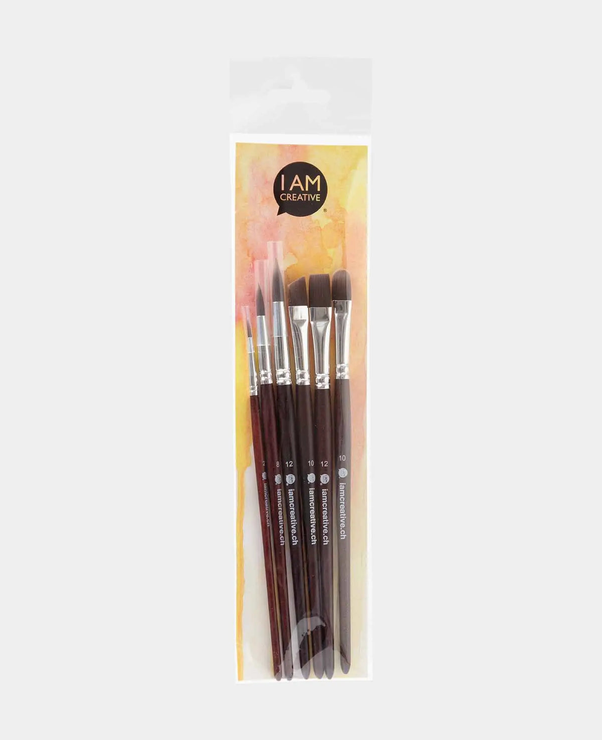 Lot de pinceaux universels – Set d'artiste avec pinceaux plats, ronds, éventails, en forme d'épée, à détails, 6 pièces