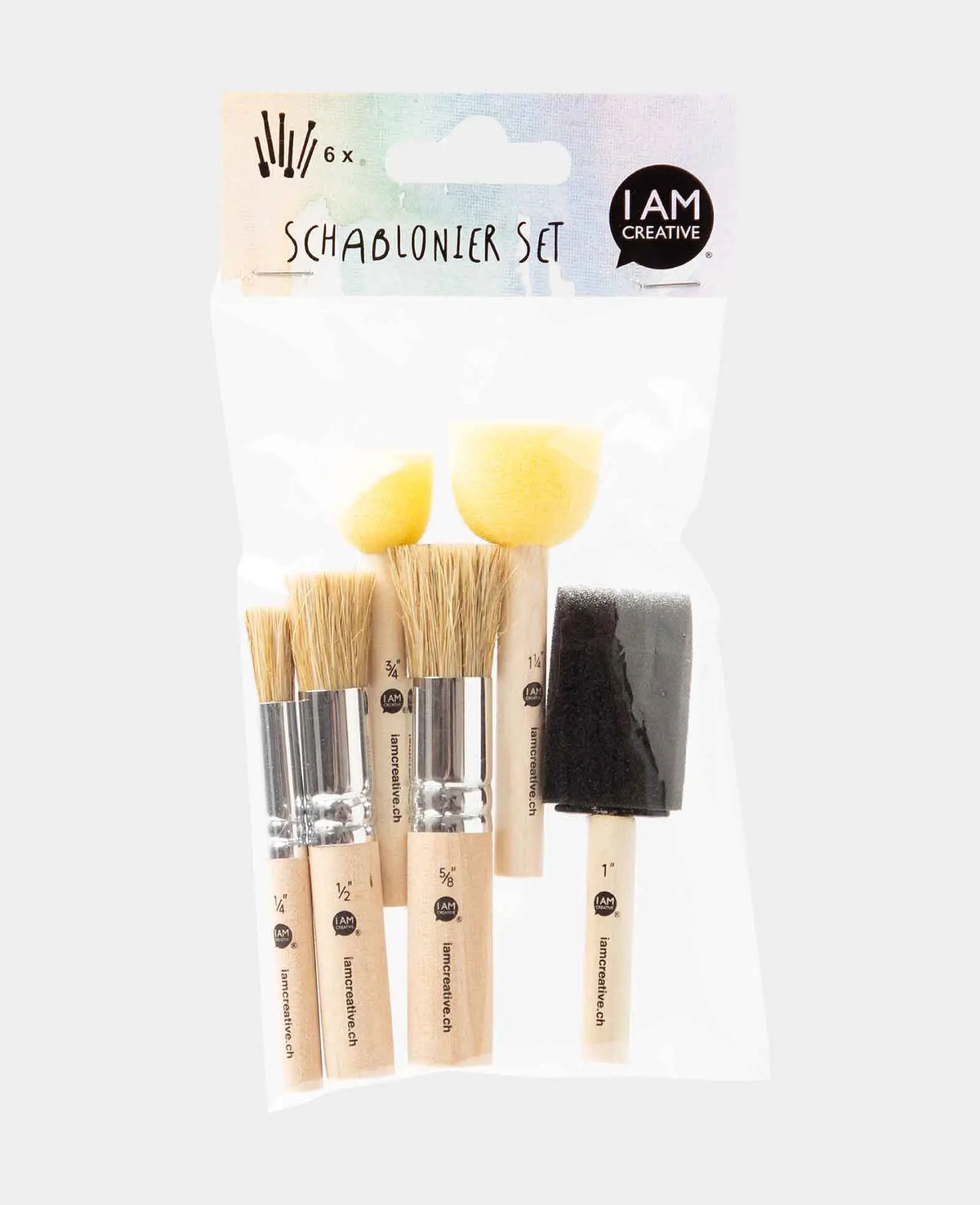 Schablonierpinsel und Schwammstempel Set, 6 Stück