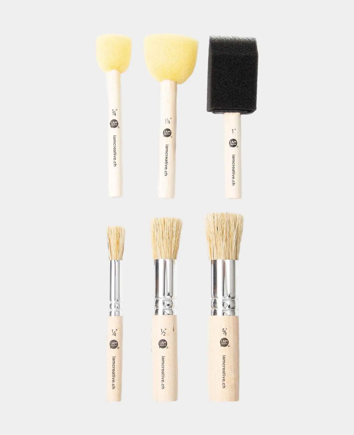 Schablonierpinsel und Schwammstempel Set, 6 Stück
