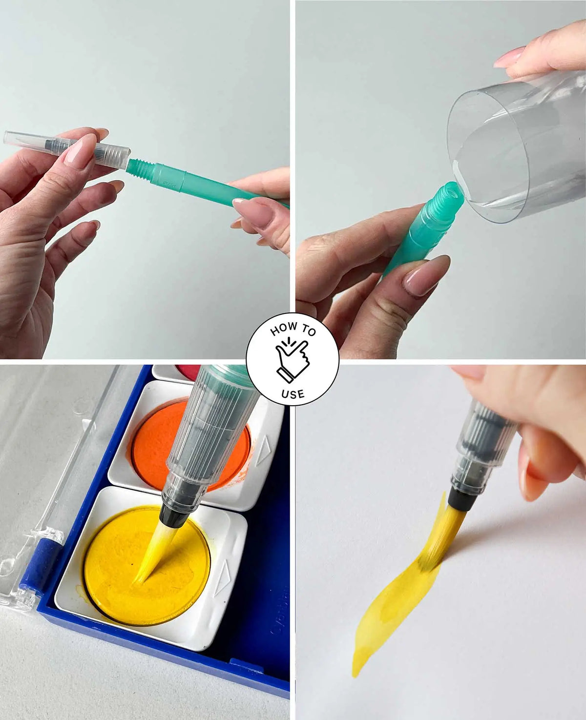 Ensemble de pinceaux à réservoir d'eau, stylos pinceaux à eau rechargeables, 4 pièces