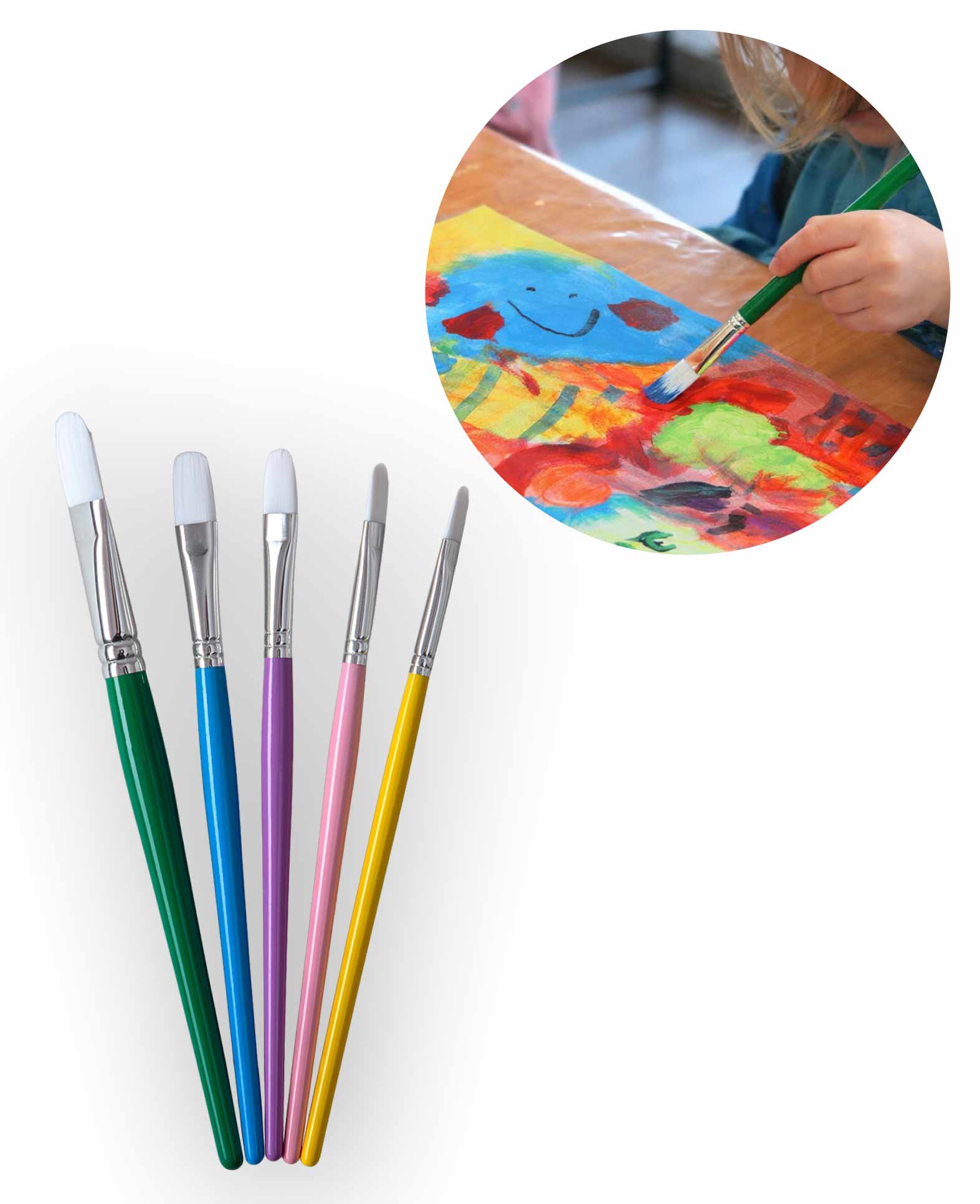 Brush set Kids, nylon bristles white, pastel, 5 pcs., FSC