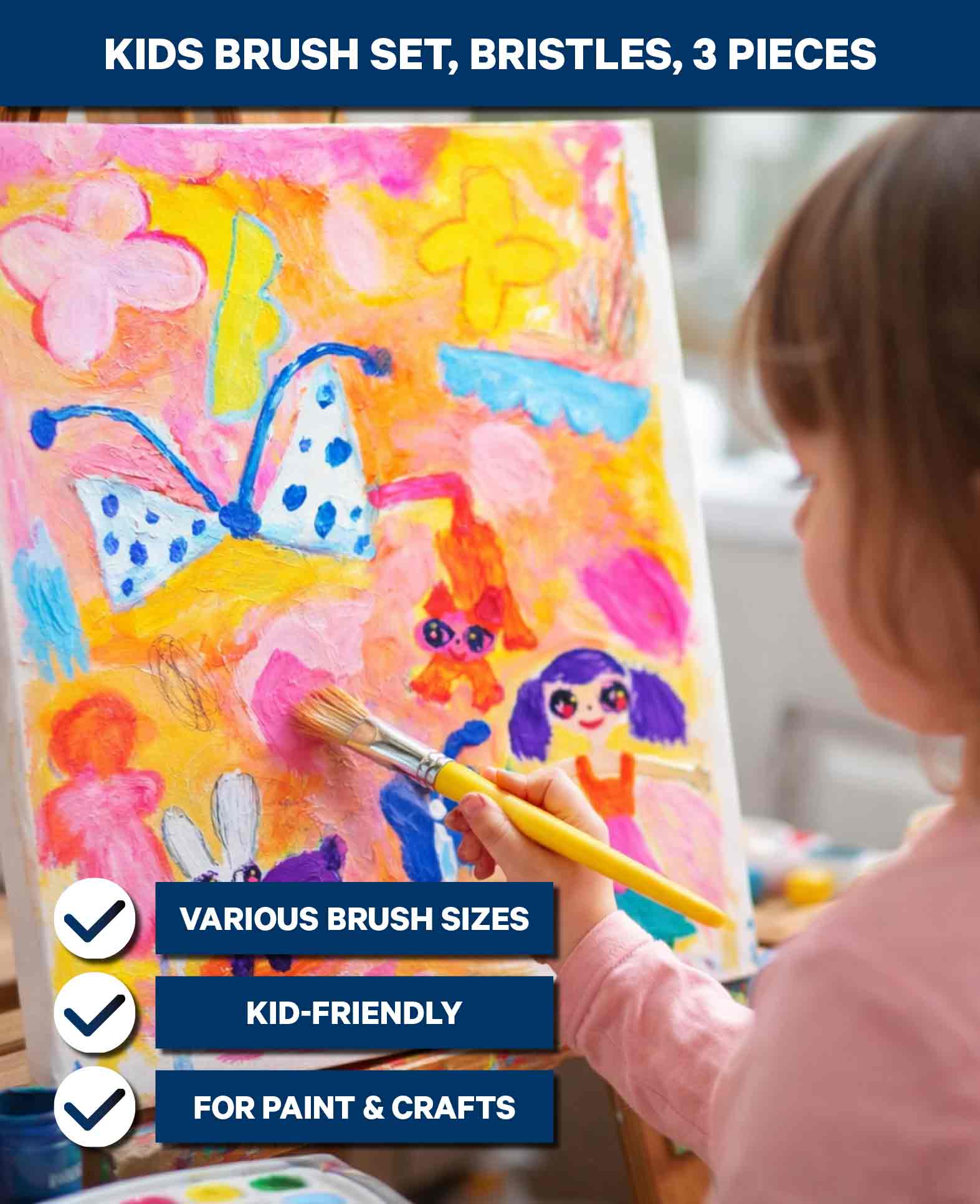 Pinceaux pour enfants, poils, 3 pièces, FSC