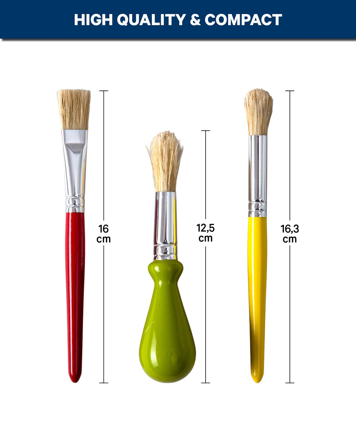 Pinceaux pour enfants, poils, 3 pièces, FSC