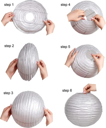 (Lot de 10) Lampion en papier Ø30cm avec LED, décoration pour fête / anniversaire /