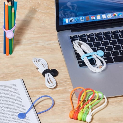 (Set of 10) Magnetic Silicone Cable Organizer Clips Cable Holder - Colorful