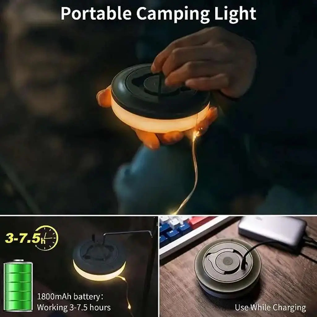 2in1 LED Outdoor Camping Lampe / einrollbare Lichterkette, 10m