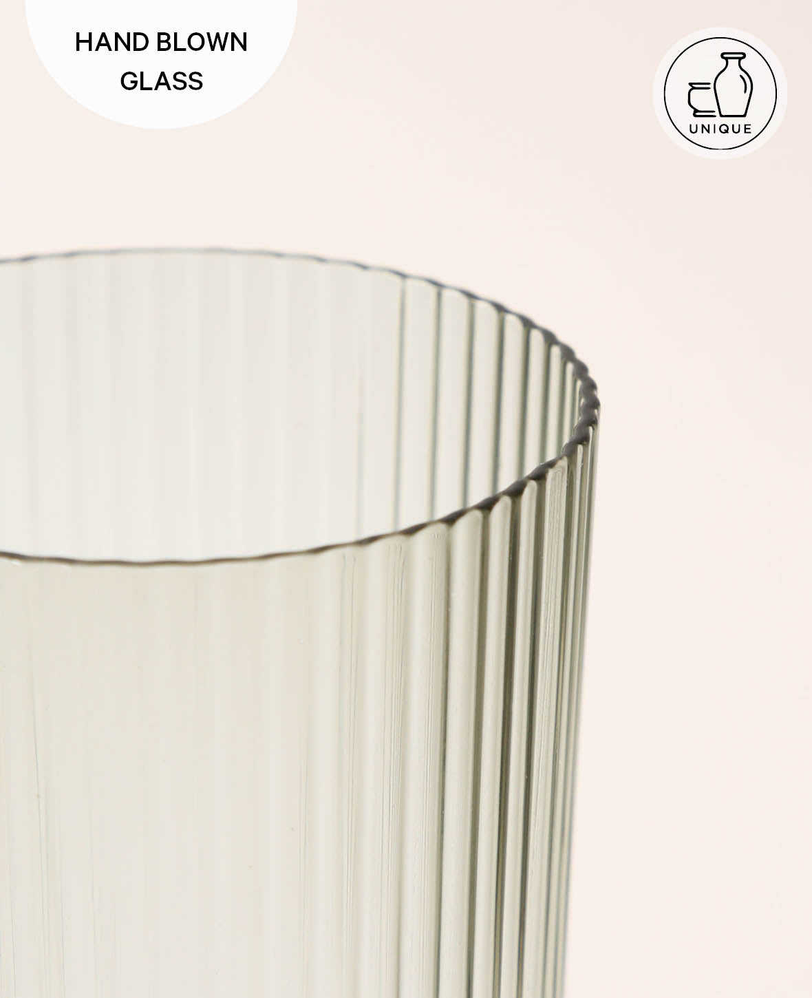 4er Set Trinkgläser "Oskar", aus grauem Glas mit Rillenstruktur, Ø 7.4 cm, 450 ml