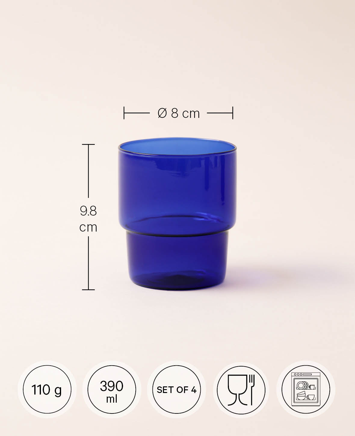 Verres à eau Miro, outremer, 4 p.