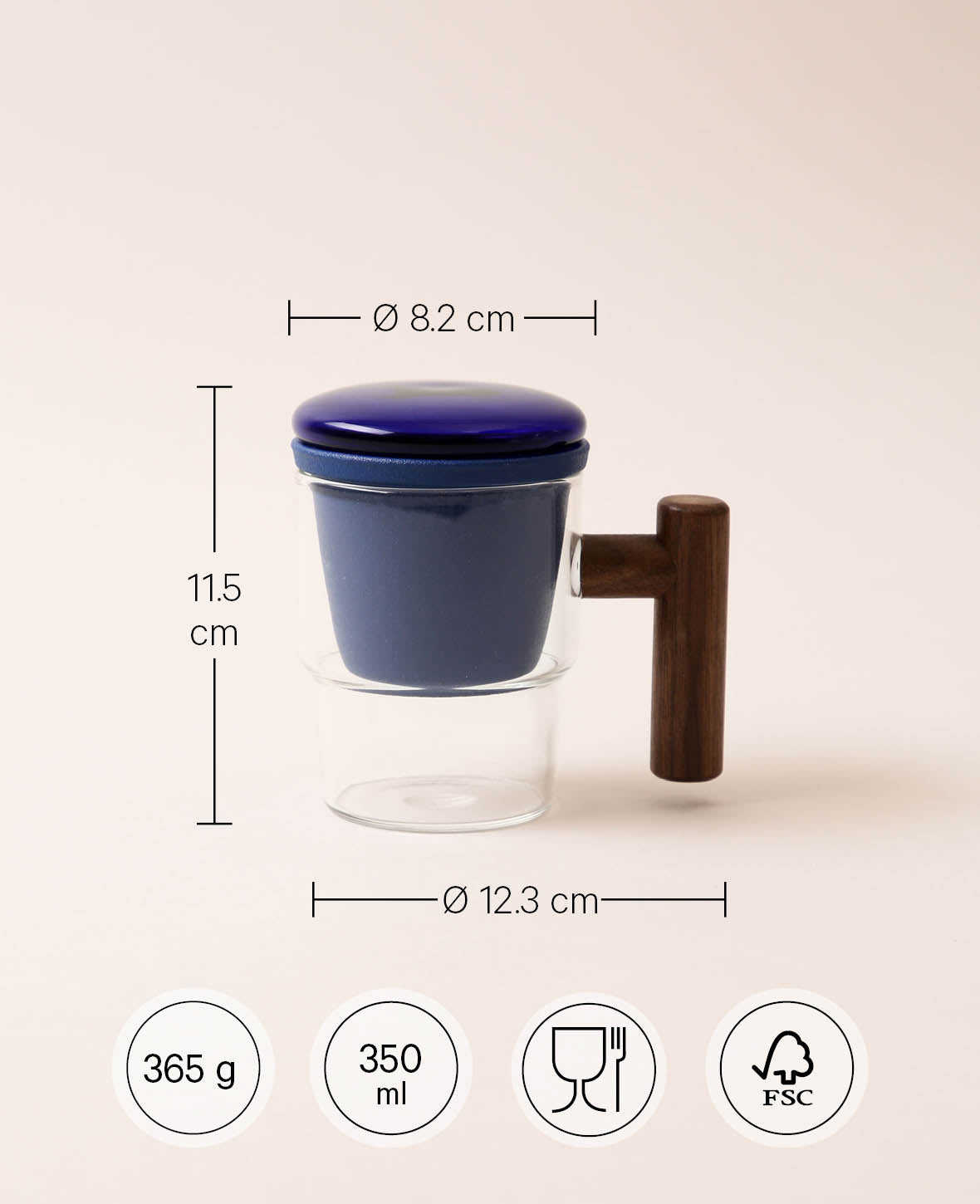 Tea Glass with Infuser Miro, ultramarine
