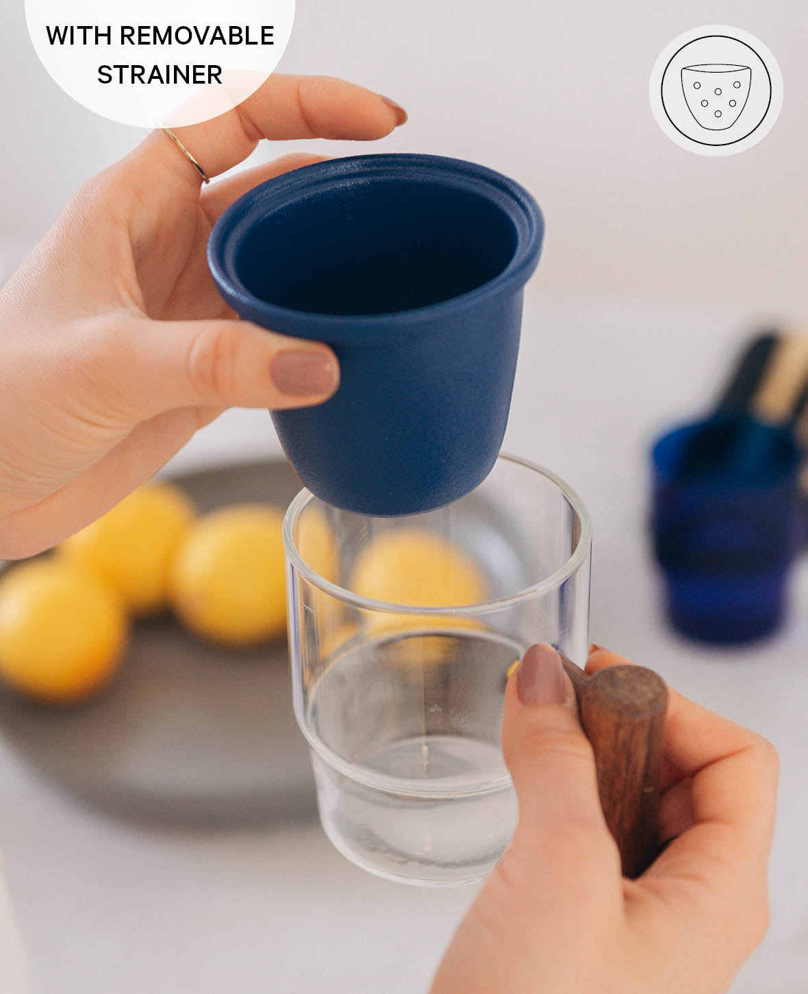 Tea Glass with Infuser Miro, ultramarine