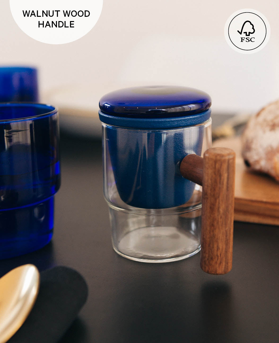 Tea Glass with Infuser Miro, ultramarine