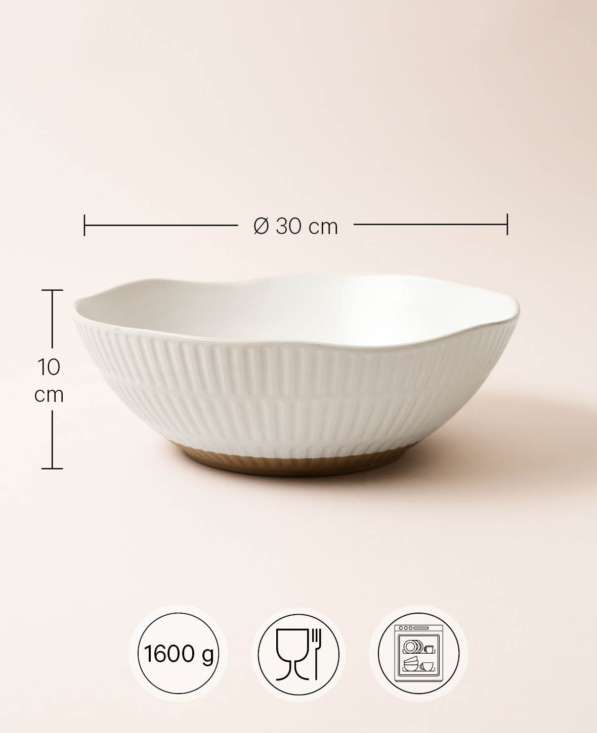Ceramic bowl, sand, D30cm