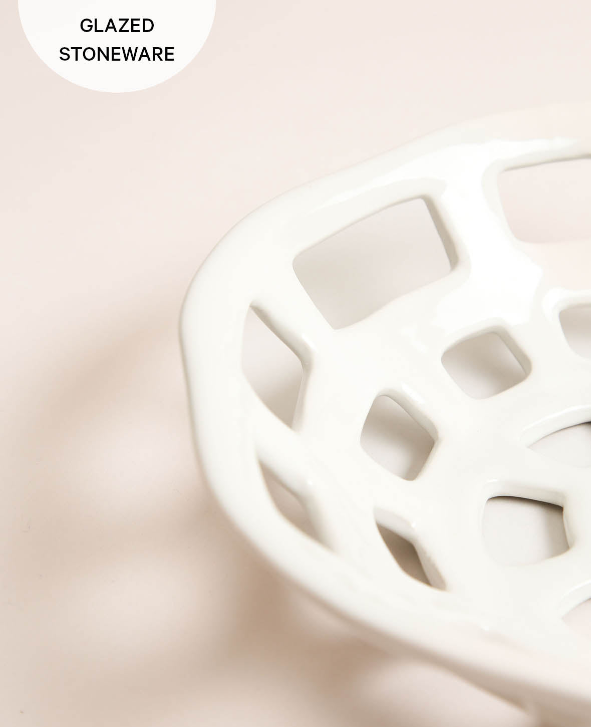 Ceramic Basket Dish, white, D24