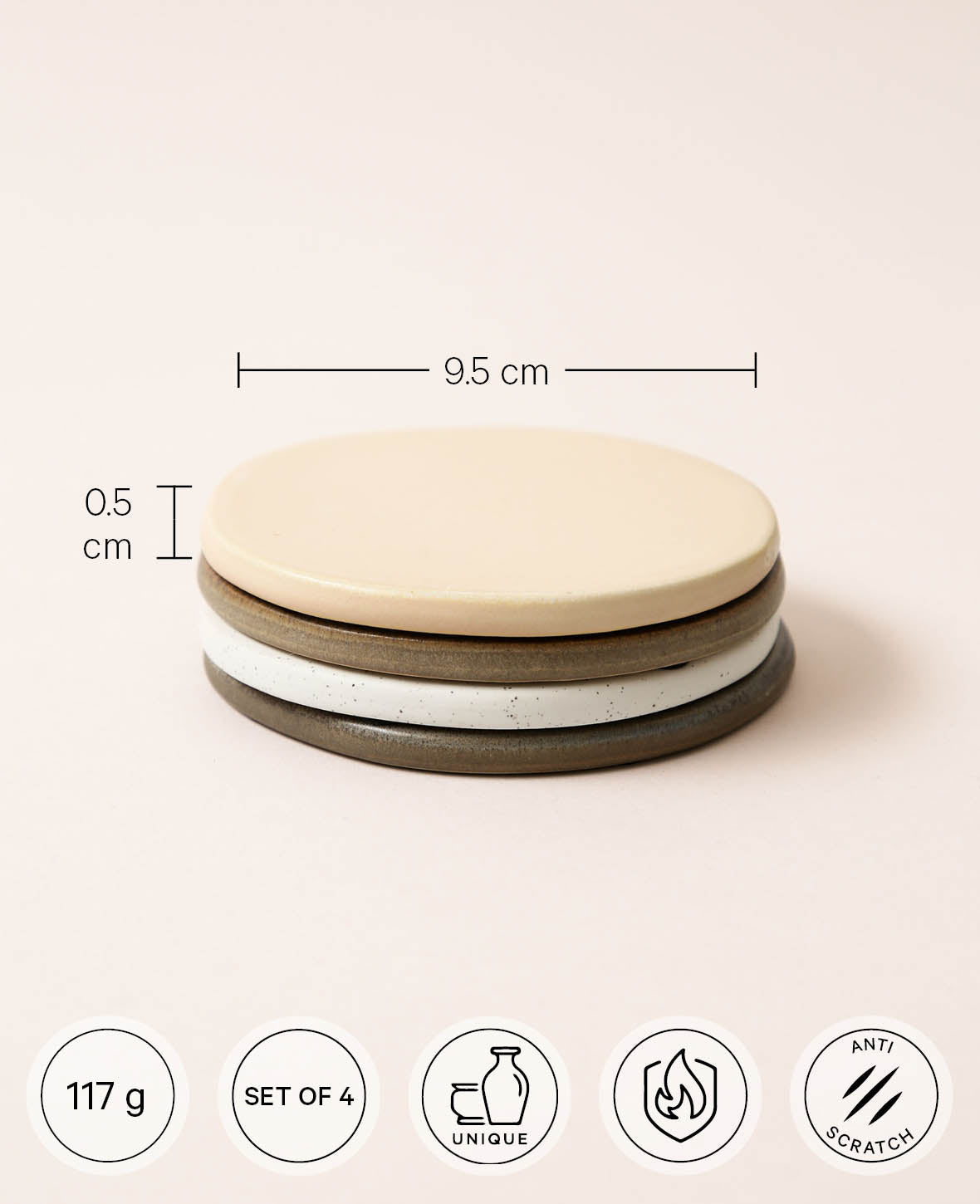 Ceramic coasters, earth, 4 pcs.