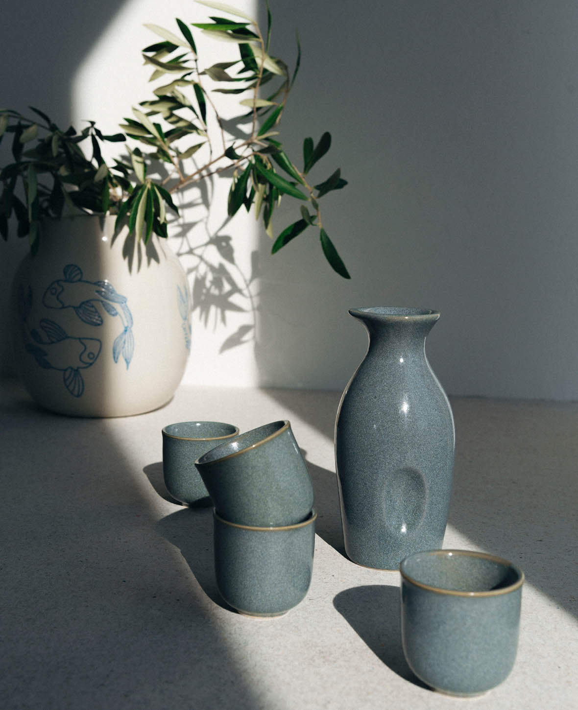 Sake set, 300 ml carafe, 4 cups 50 ml
