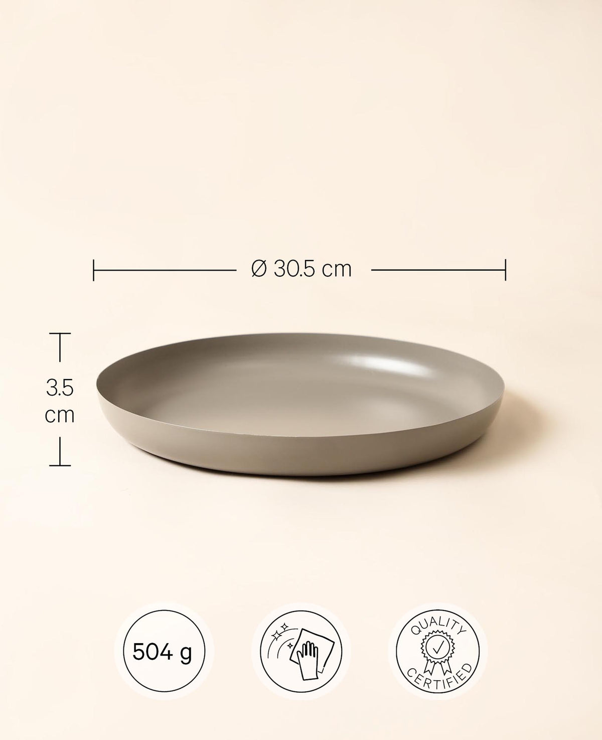 Metal tray taupe, 30.5x3.5 cm