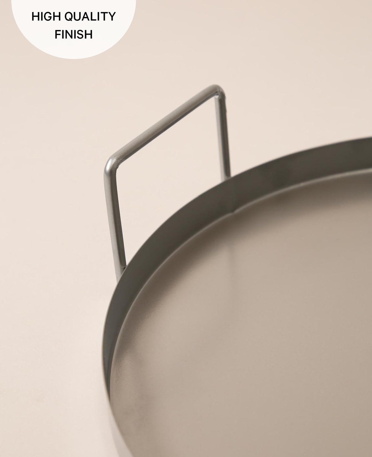 Round silver metal tray, 30cm