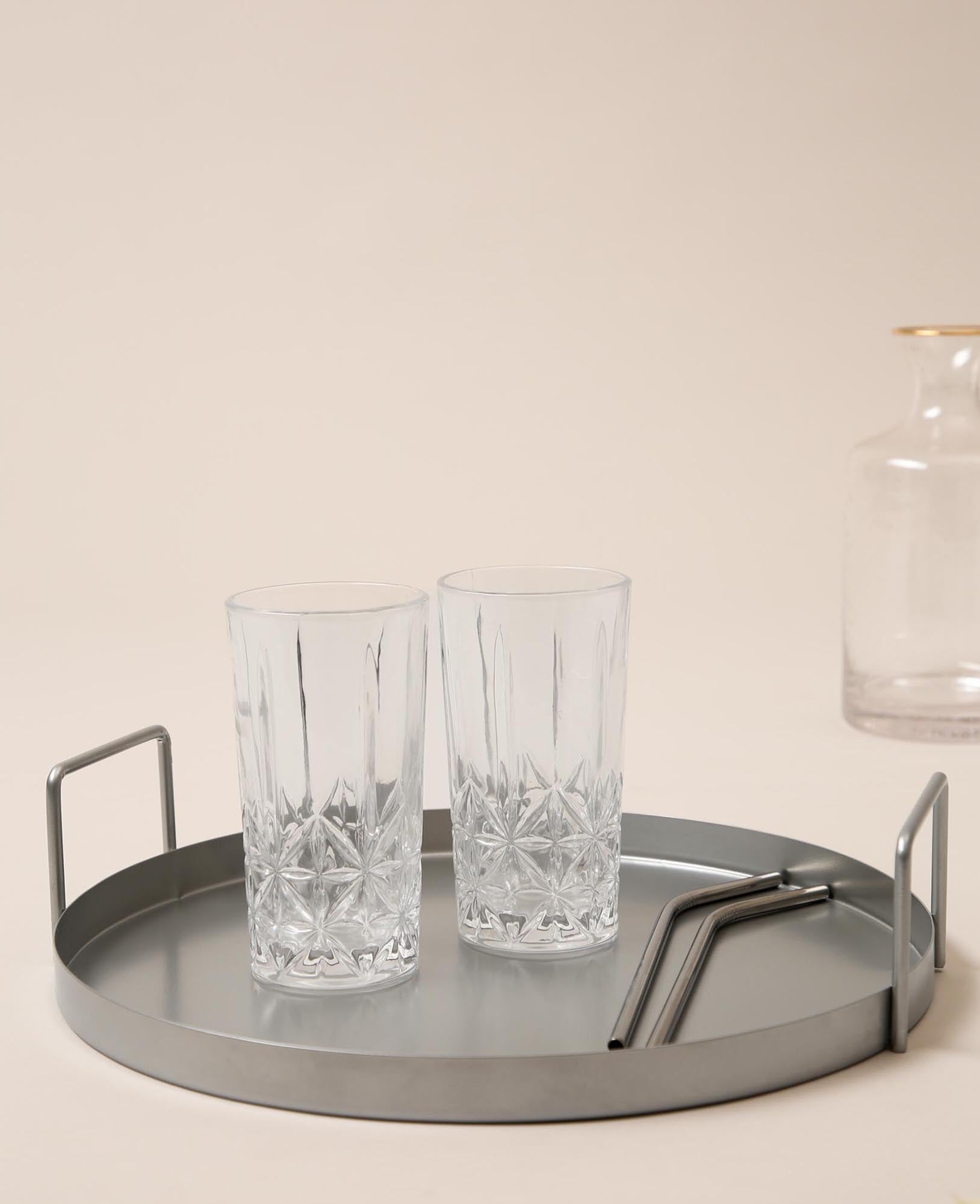 Round silver metal tray, 30cm