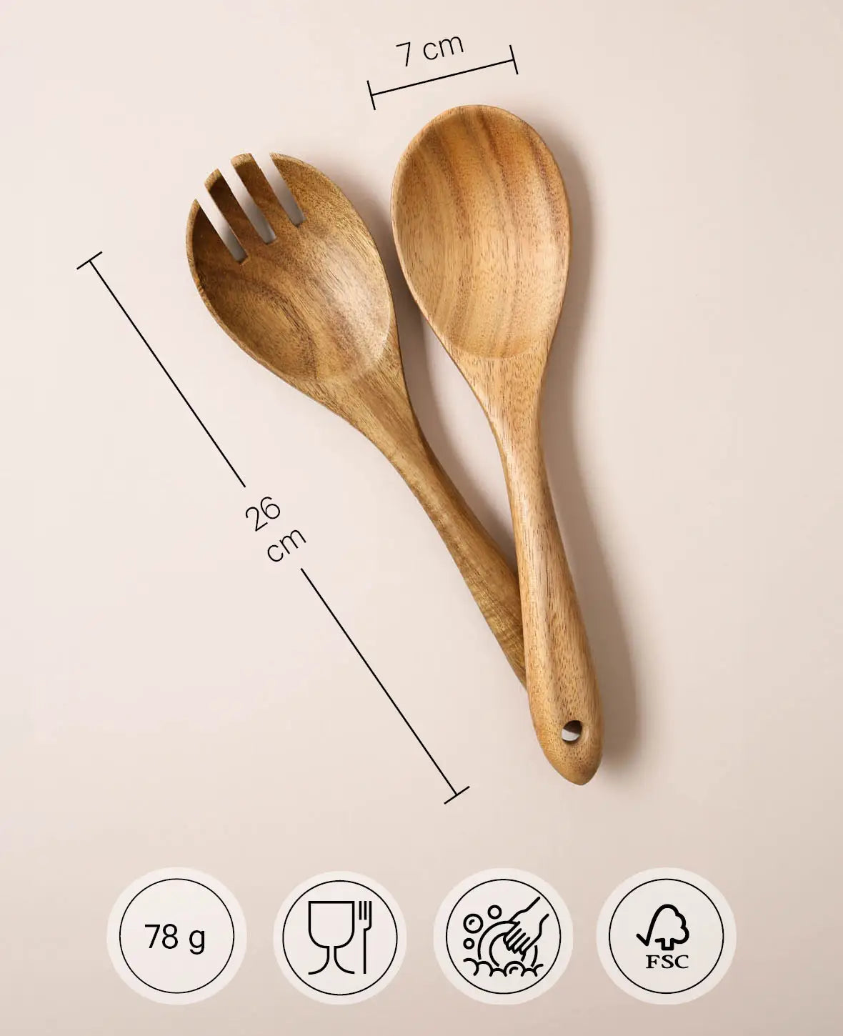 Couverts à salade en bois d'acacia