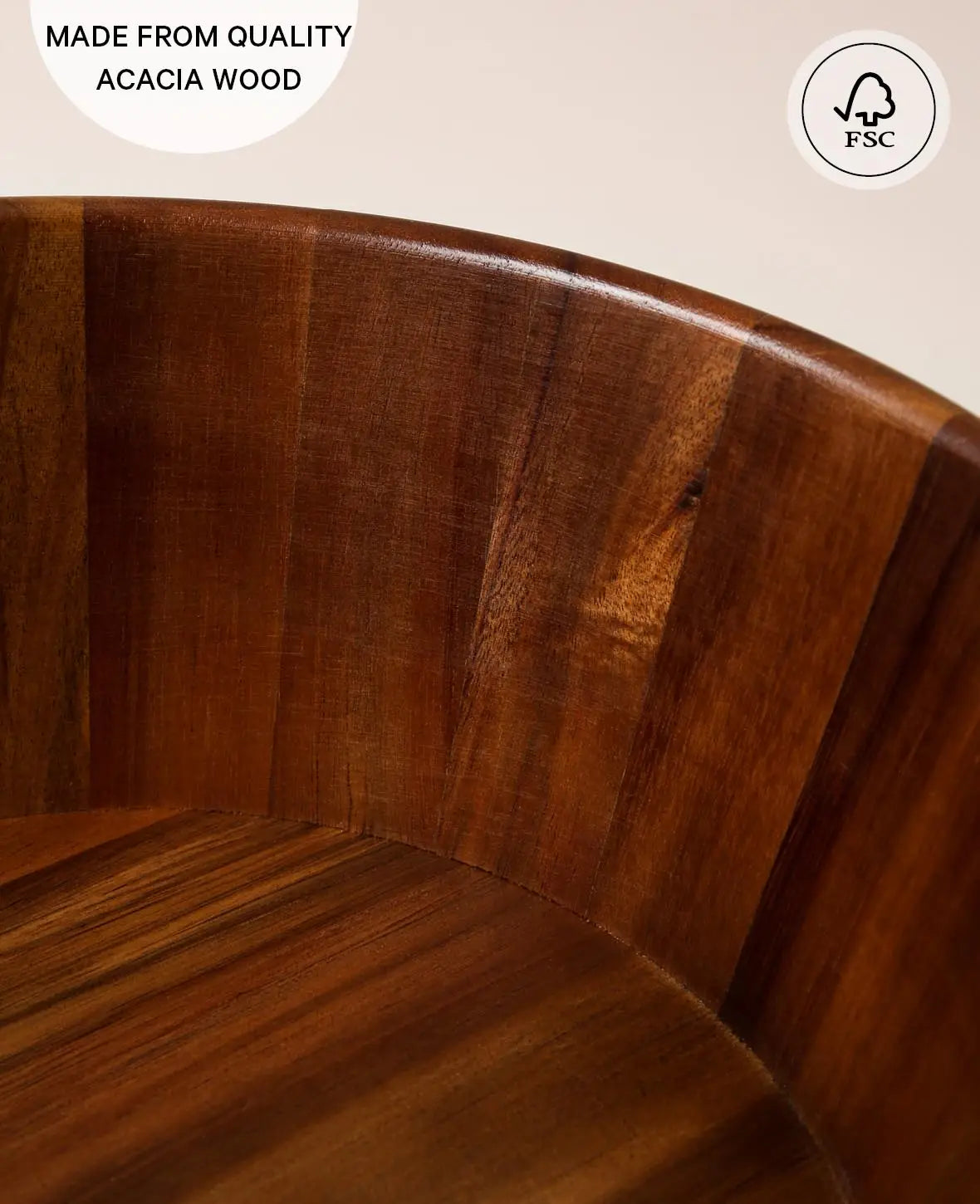 Acacia Wood Bowl, D30.5 x 11.4 cm