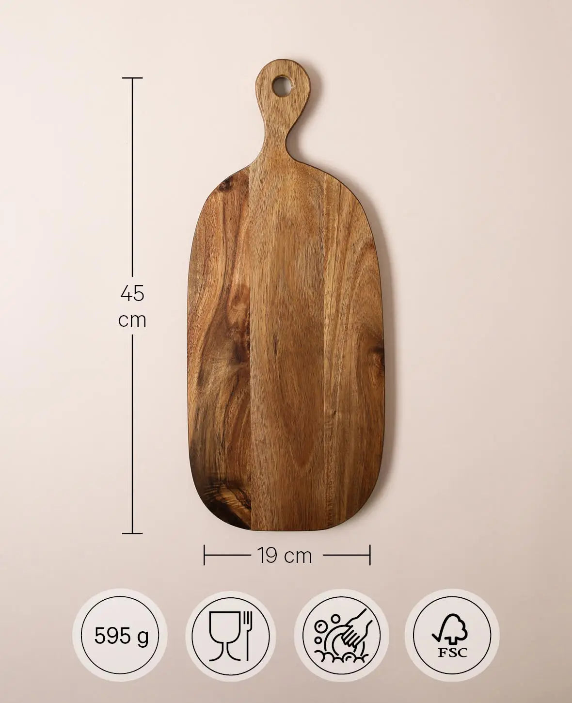 Planche en bois d'acacia, 45 x 19 cm