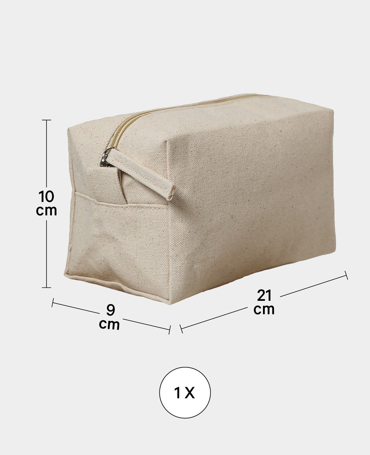Trousse de toilette, écru, 21 x 9 x 10 cm, 1 pièce