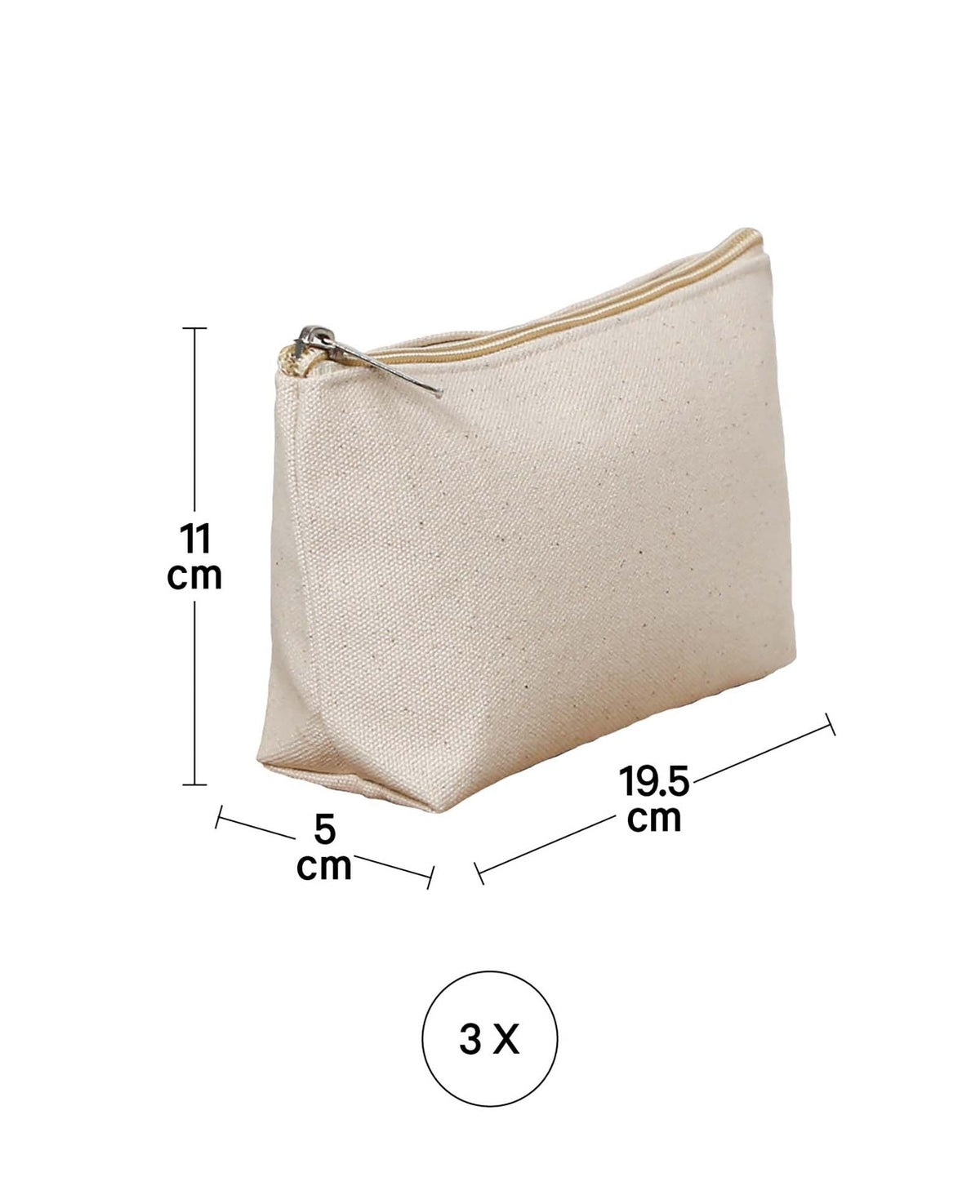 Necessaire Baumwolle Natur, 19.5x11x5 cm, 3er Set