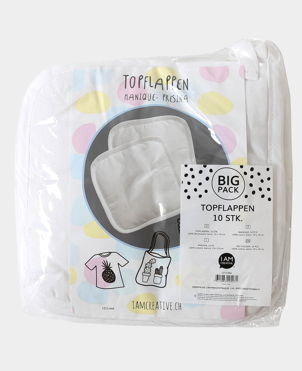 Big Pack Topflappen, Weiss, 19 x 19 cm, 10 Stk.