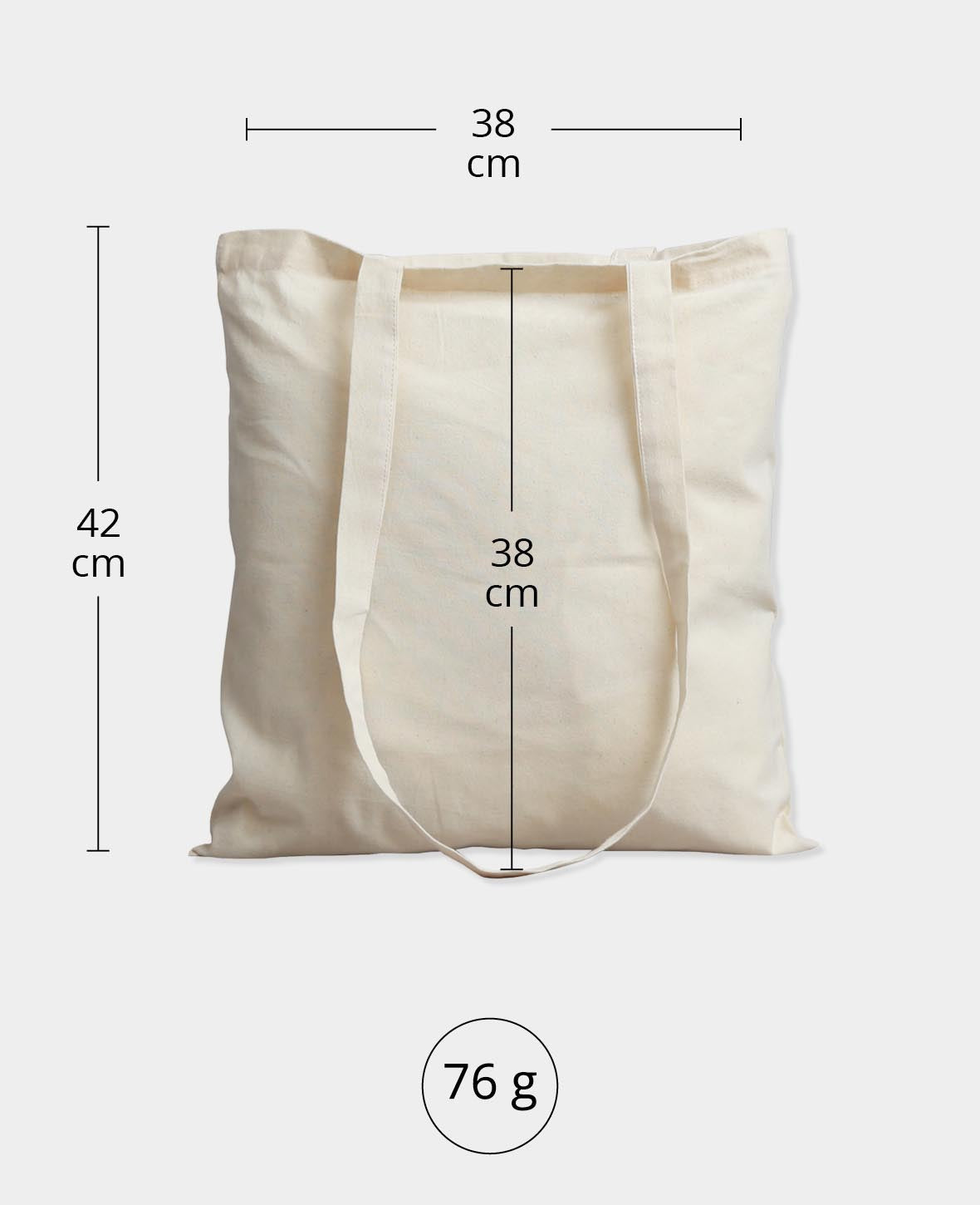 Tasche Langhenkel, Ecru, 38 x 42 cm, 8 Stk.