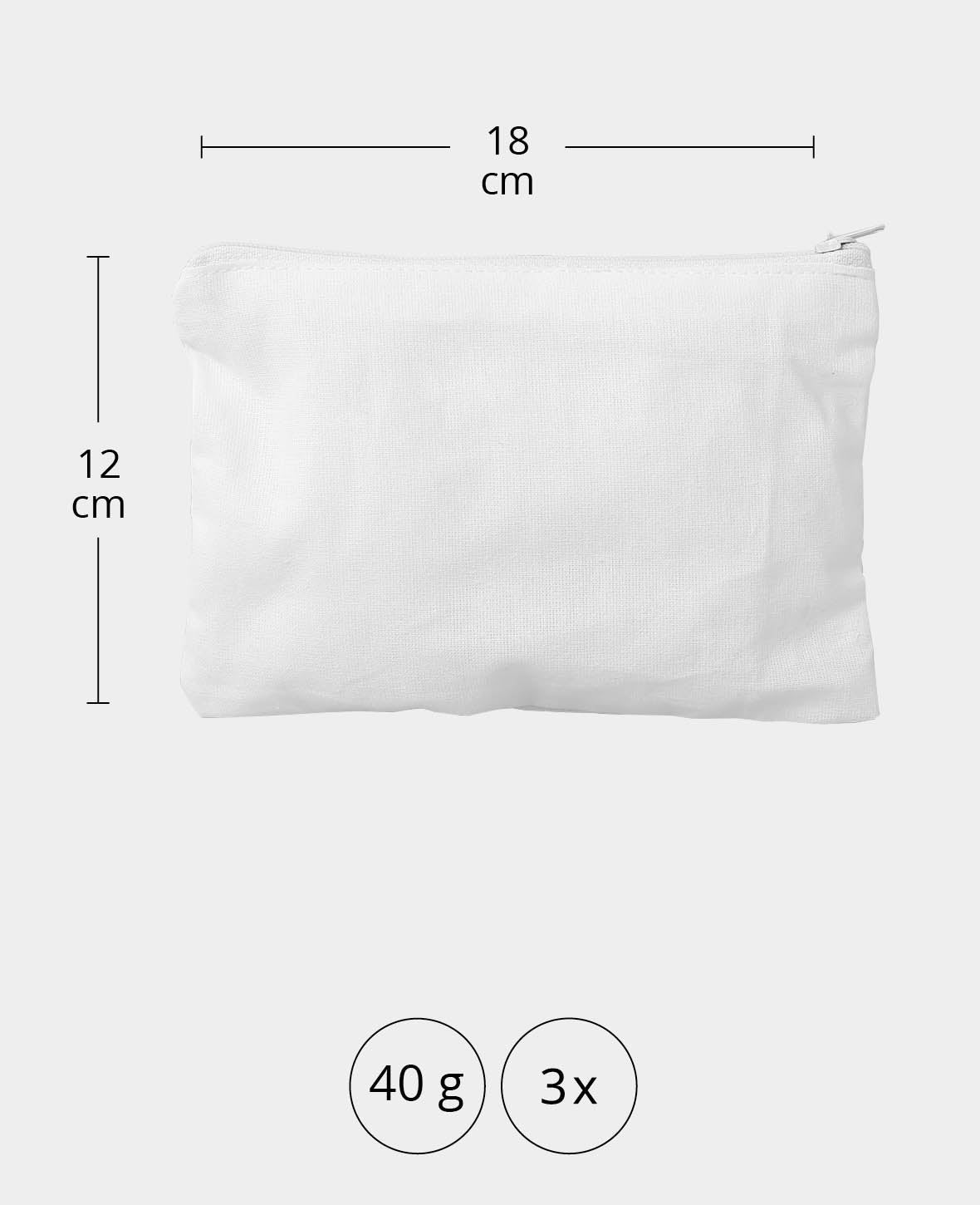 Toiletry Bags, White, 18 x 12 cm, 3 pcs.