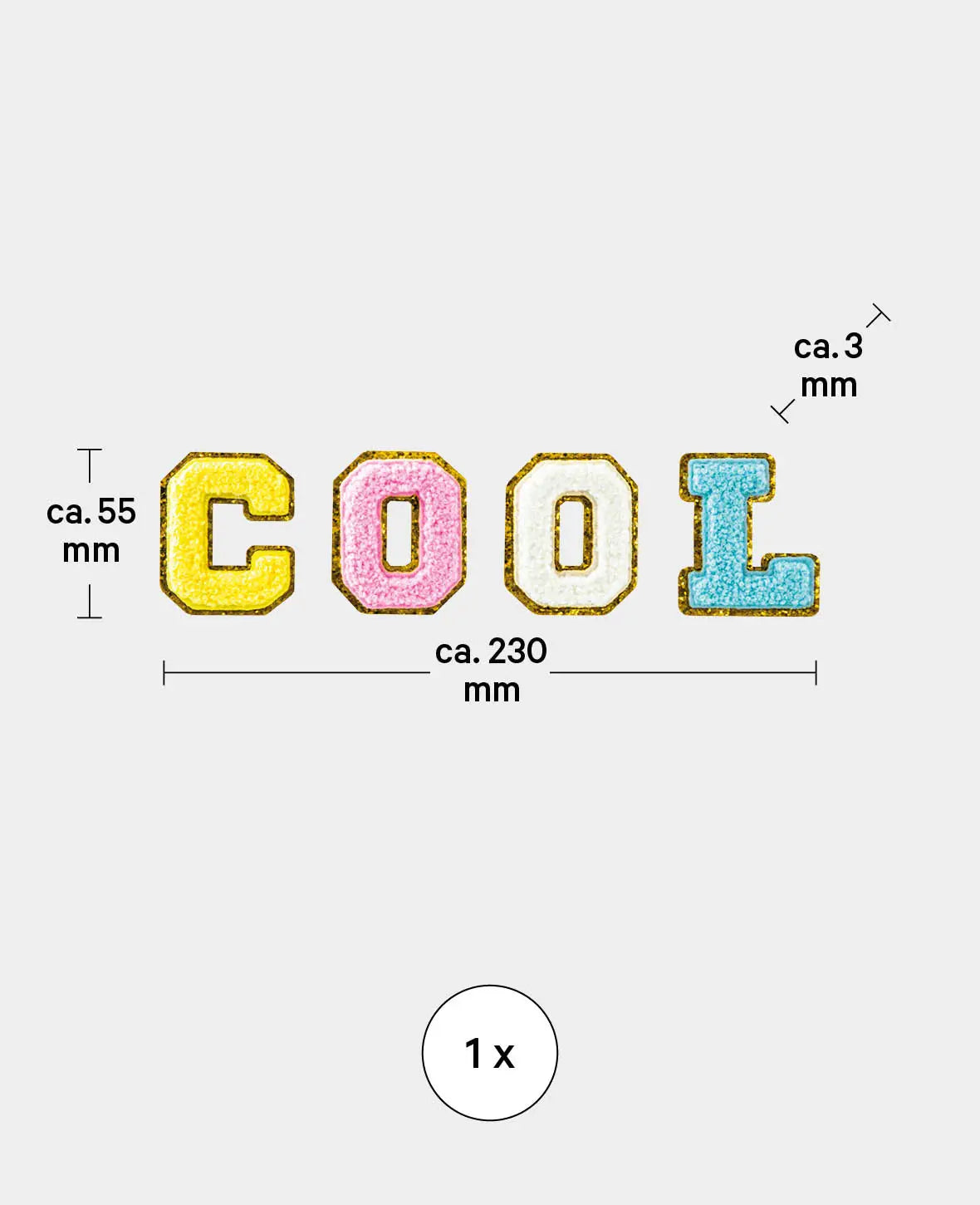 Iron on patch "Cool", sew-on patch & iron-on patch, colorful, approx. 23 x 5.5 cm